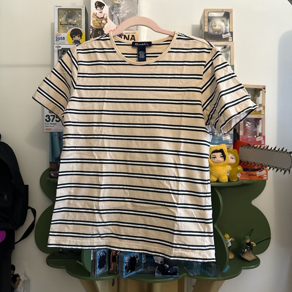 Beige and Black Striped Top